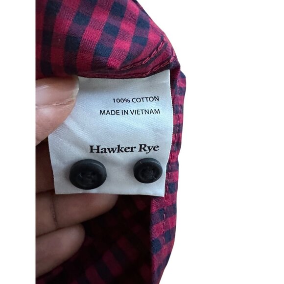 Hawker Rye Red Checkered Button-Up Long-Sleeve Shirt Regular Fit 100%Cotton NWOT - Picture 5 of 11